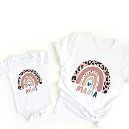 Colorful Mommy & Me Rainbow Tees & Romper Set