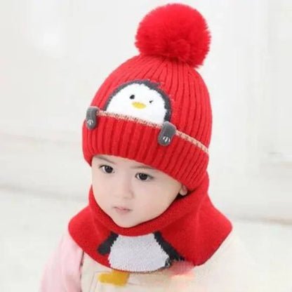 Cozy Kids Penguin Knit Hat & Scarf Set