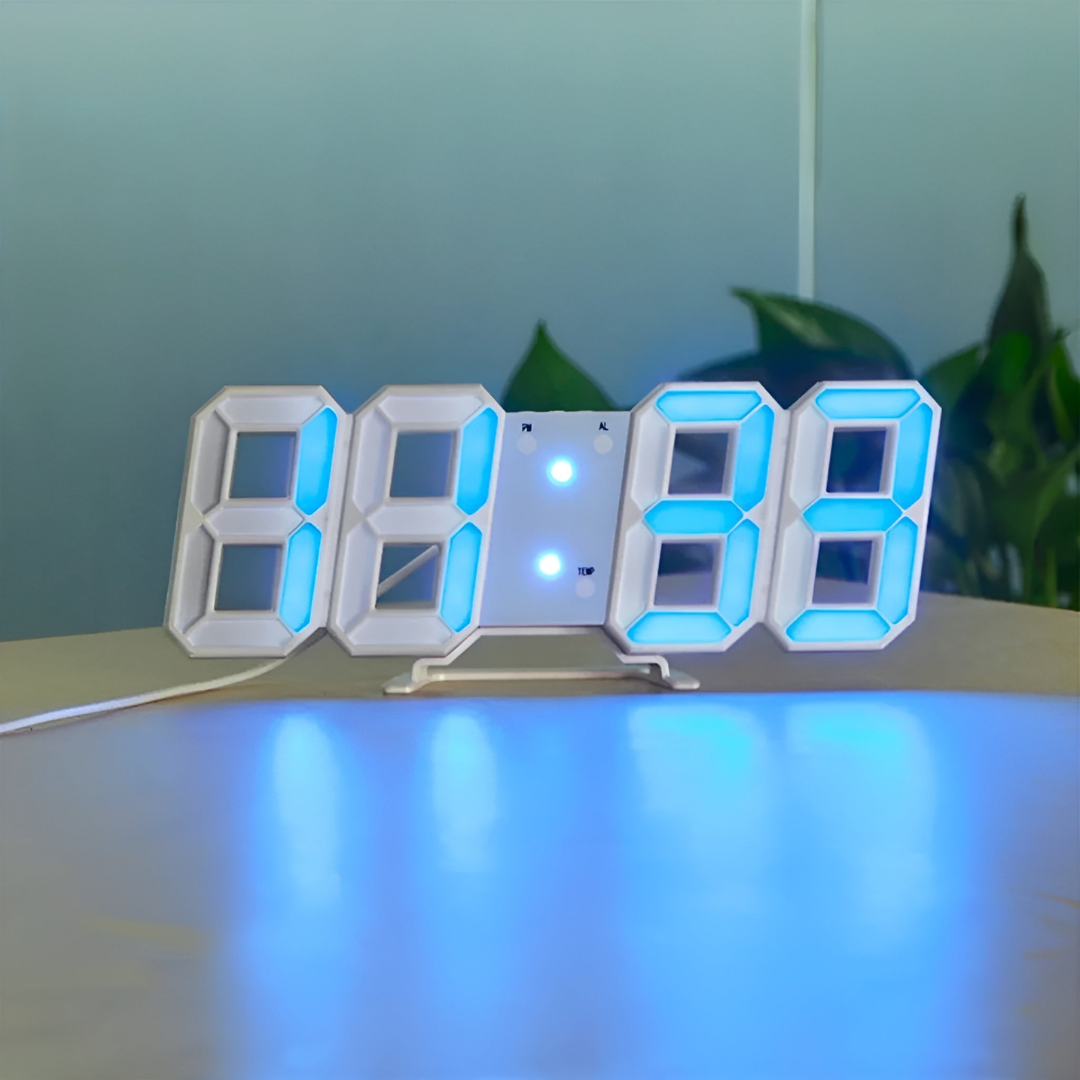 Stylish 3D LED Wall Clock - Bright Digital Display
