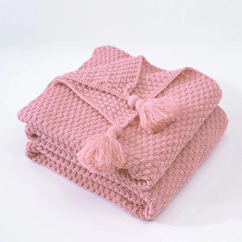 Cozy Wool Throw Blanket with Tassels