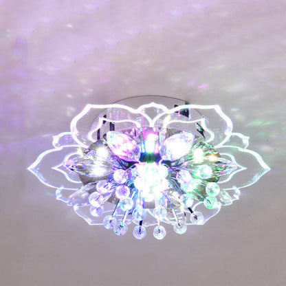 Stylish Floral LED Ceiling Lamp | Color Changing Crystal Light