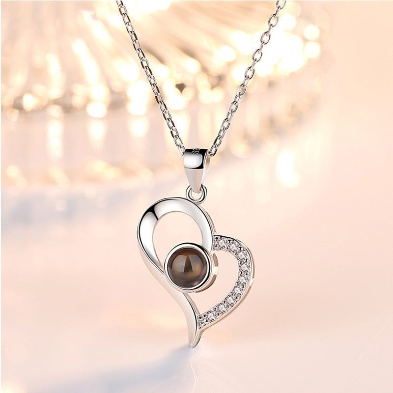 Romantic Heart Necklace with 100 Languages of Love