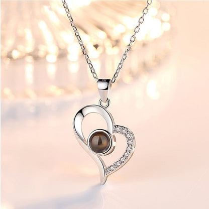 Romantic Heart Necklace with 100 Languages of Love