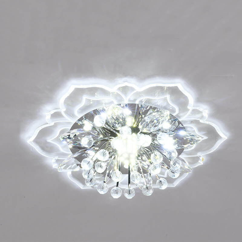 Stylish Floral LED Ceiling Lamp | Color Changing Crystal Light