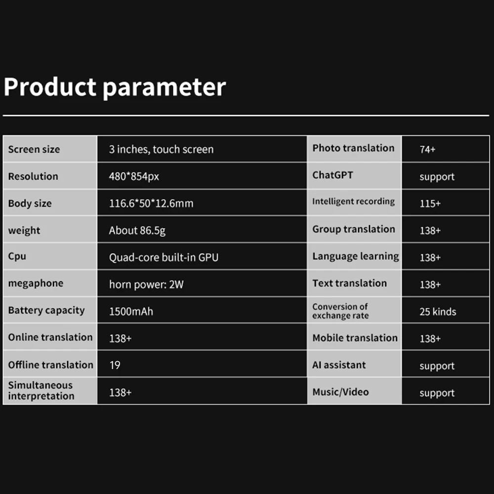Portable Instant Voice Translator Device - 138 Languages Supported