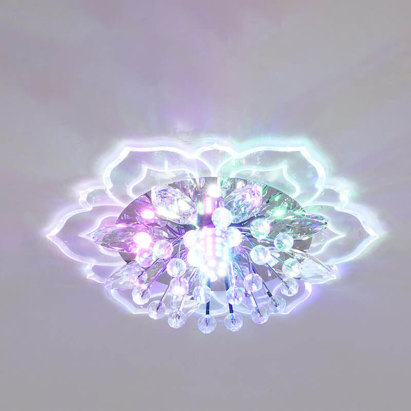 Stylish Floral LED Ceiling Lamp | Color Changing Crystal Light