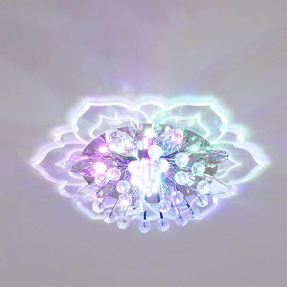 Stylish Floral LED Ceiling Lamp | Color Changing Crystal Light
