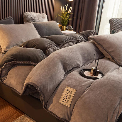 Soft Velvet Fleece Bedding Duvet Cover Set
