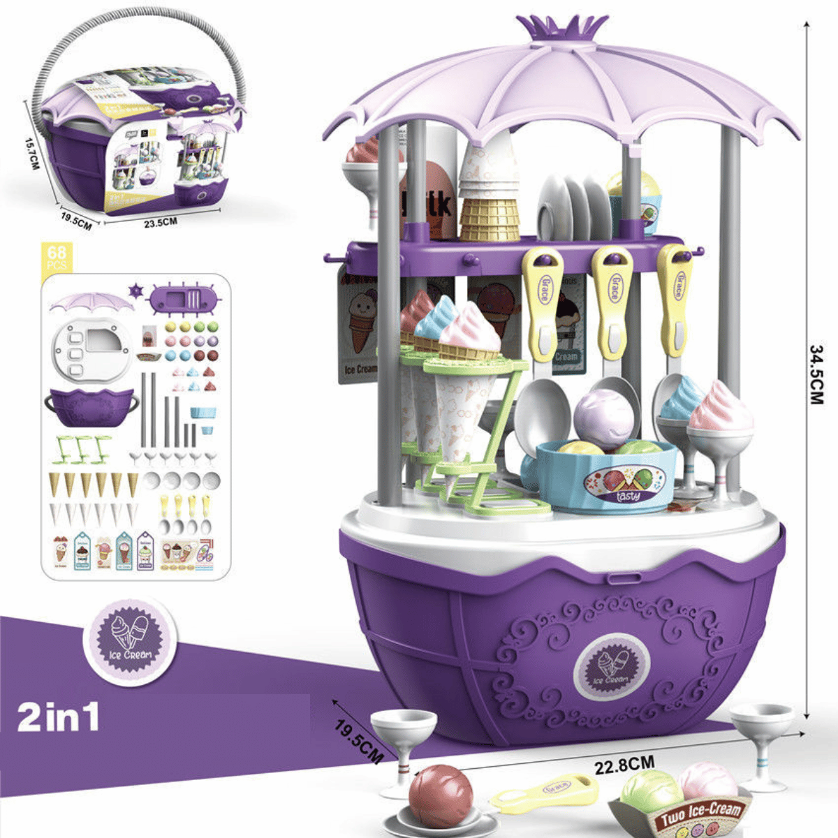 Colorful Ice Cream Playset for Kids