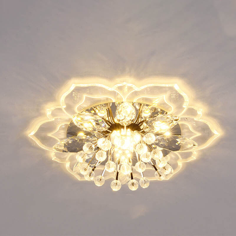 Stylish Floral LED Ceiling Lamp | Color Changing Crystal Light