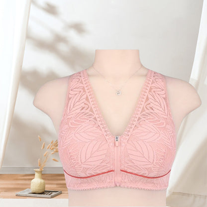 Simple Lace Bralette with Front Zip Closure
