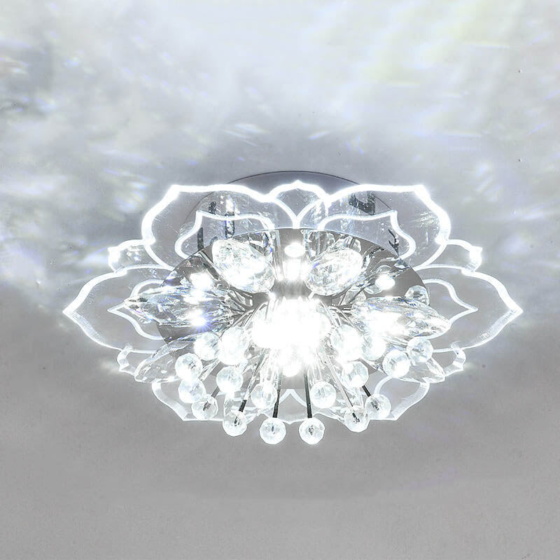 Stylish Floral LED Ceiling Lamp | Color Changing Crystal Light