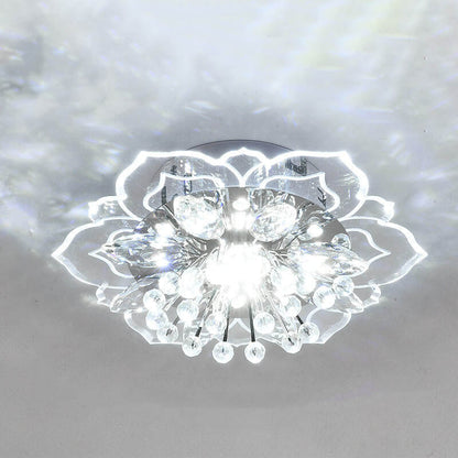 Stylish Floral LED Ceiling Lamp | Color Changing Crystal Light