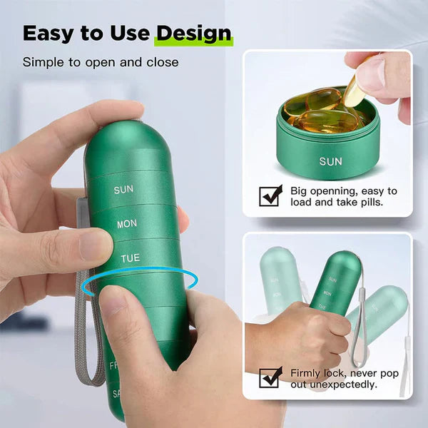 Waterproof Pill Box with 7 Day compartments