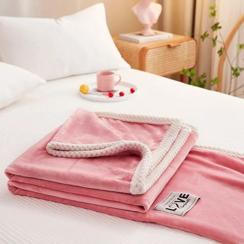 Soft Pink Plush Throw Blanket