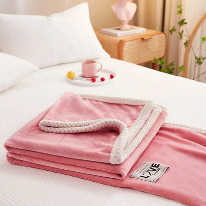 Soft Pink Plush Throw Blanket