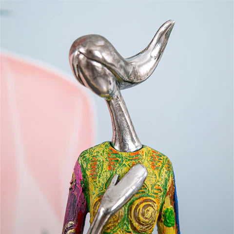 Vibrant Female Figurine Resin Art Statue for Home Decoration