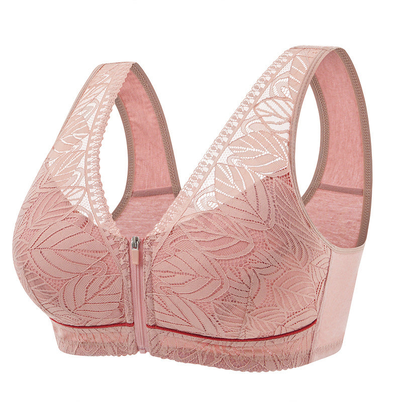 Simple Lace Bralette with Front Zip Closure