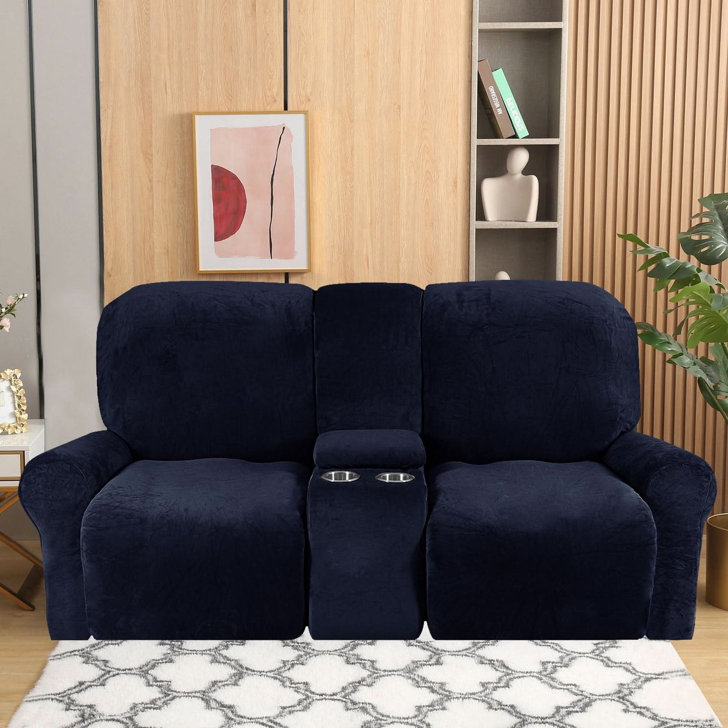 Soft 2-Seater Recliner Couch Cover with Cup Holders
