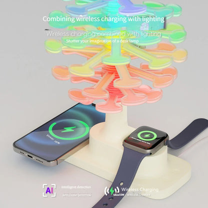 Twisted Wood Desk Lamp with Built-in Wireless Charger