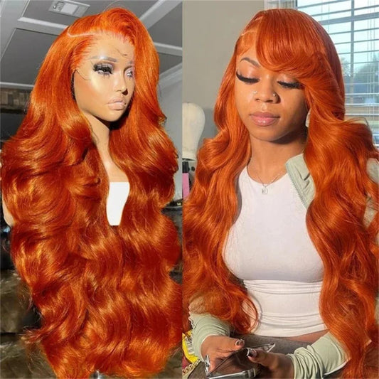 Curly Auburn Red Human Hair Lace Wig - Befez