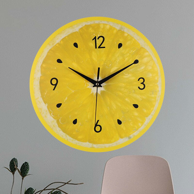 Bright Yellow Citrus Kitchen Wall Clock