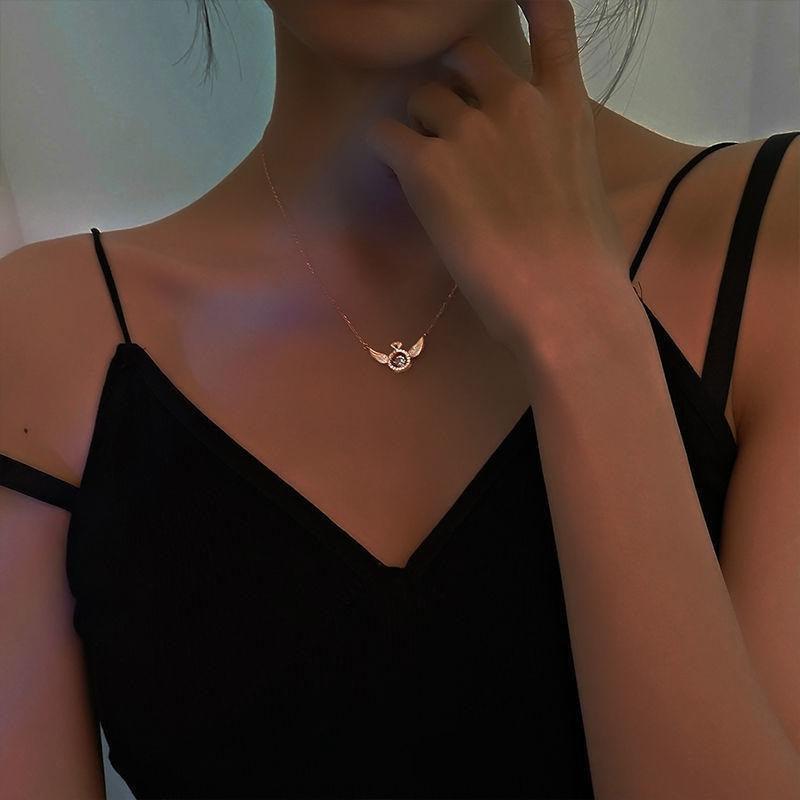 Sparkly Wing Crystal Pendant Necklace