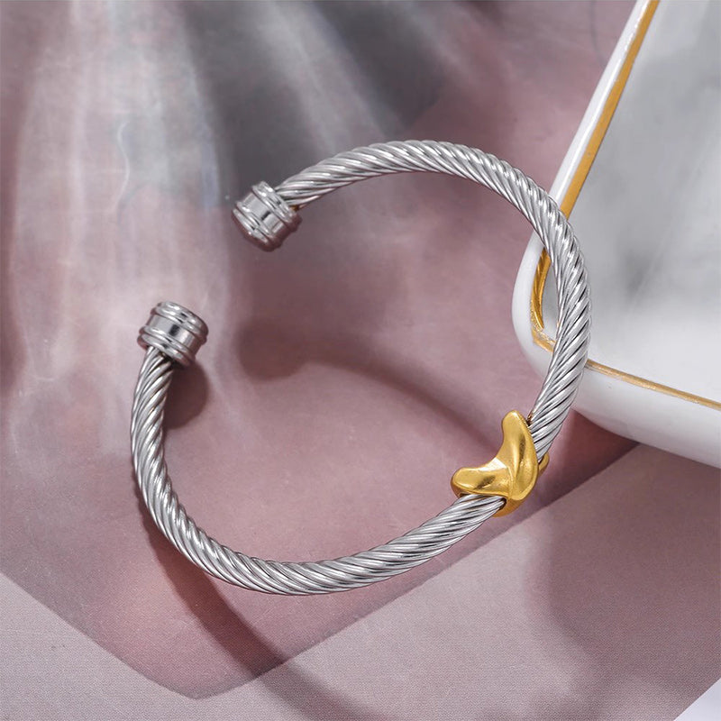 Simple Double Twist Bangle Bracelet