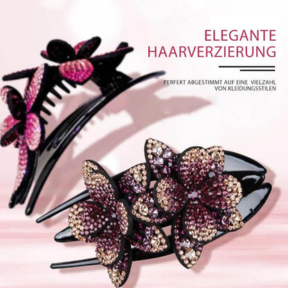 Glittery Floral Double Hair Barrette
