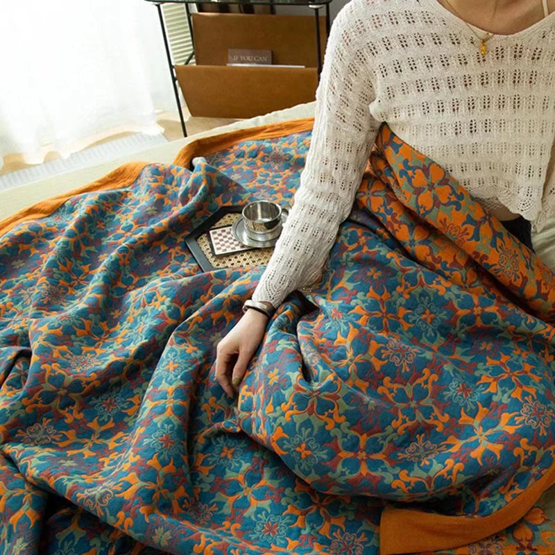 Colorful Patchwork Six Layer Cotton Bed Quilt