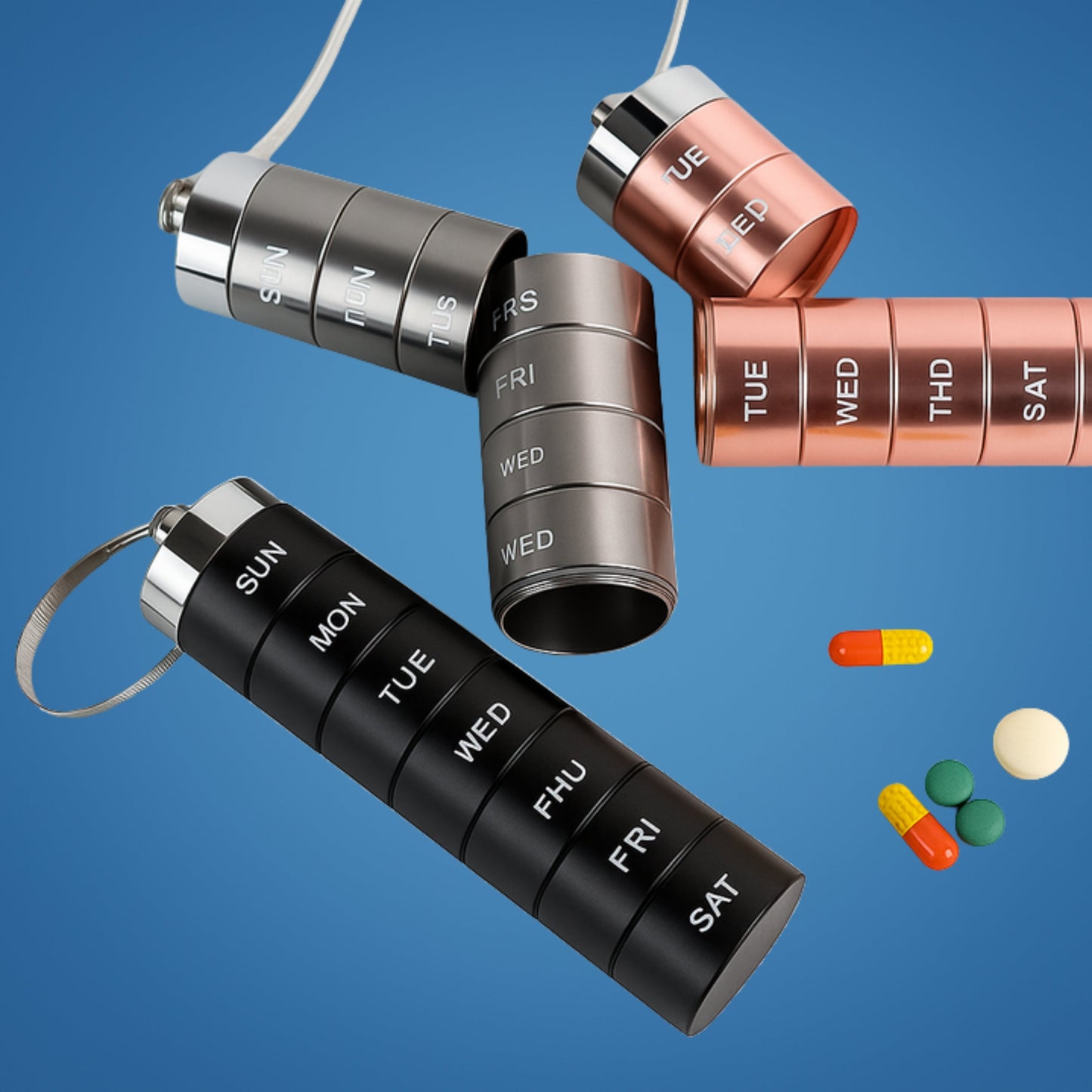 Waterproof Travel Pill Box with 7 Day Clear Labels