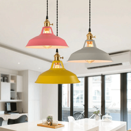 Retro Pastel Pendant Light - Chic Metal Glow