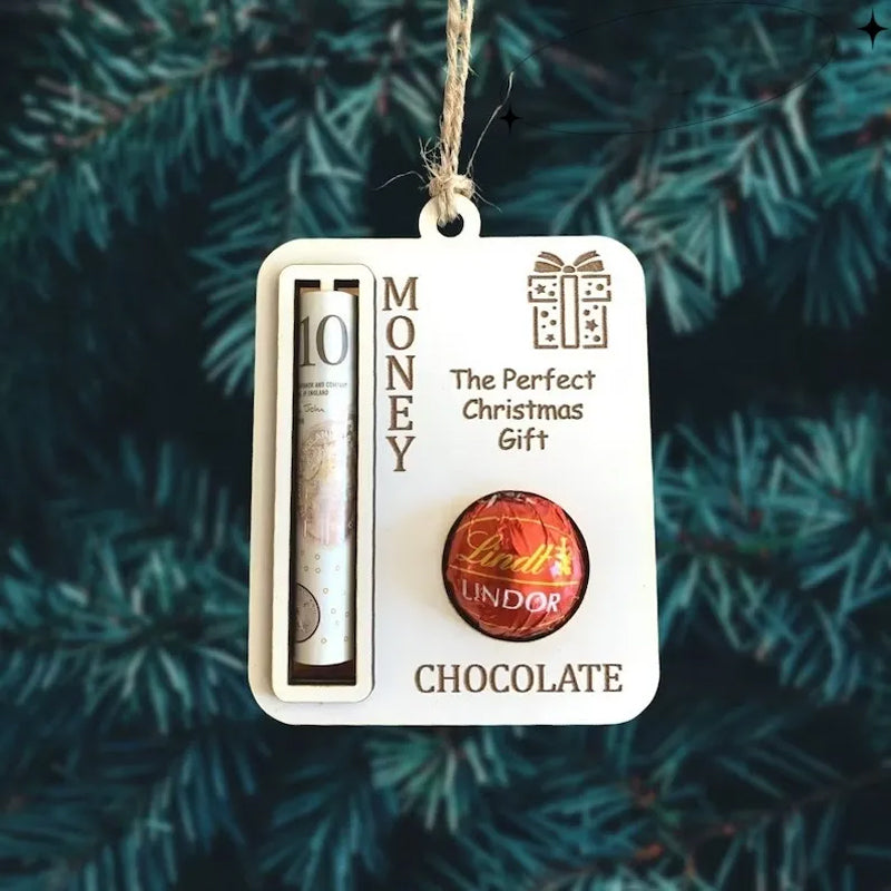Wooden Festive Holiday Money Clip Ornament