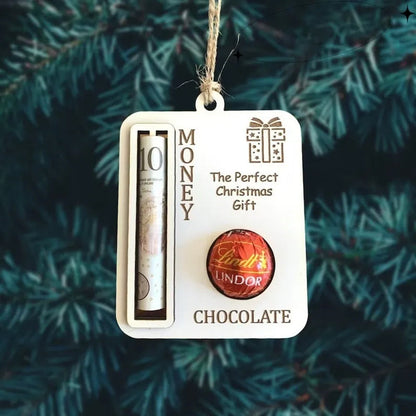 Wooden Festive Holiday Money Clip Ornament
