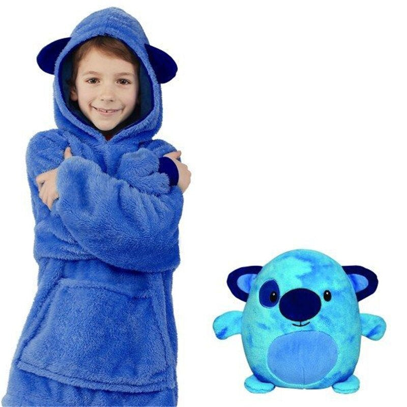 Soft Plush Kids Hoodie Pillow Toy for Cold Weather