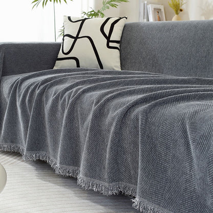 Soft Chenille Throw Blanket with Tassels