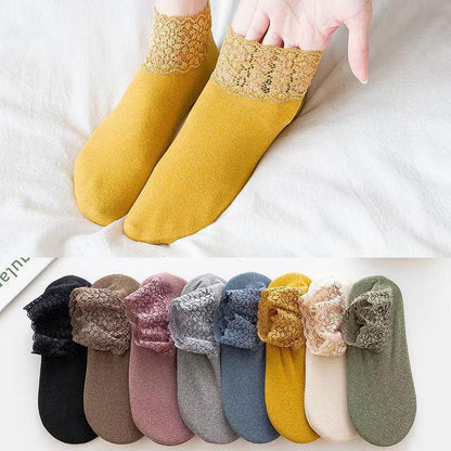 Cozy Socks with Fashionable Lace Design