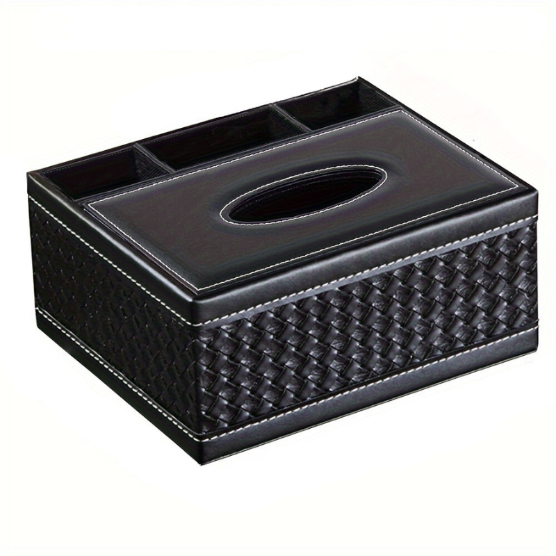 Stylish Faux Leather Storage Box with 4 Compartments