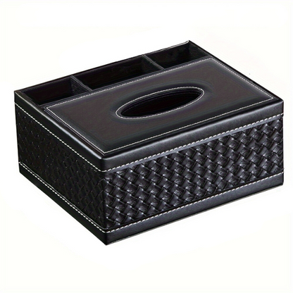 Stylish Faux Leather Storage Box with 4 Compartments