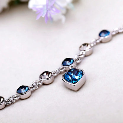 Beautiful Blue Crystal Heart Bracelet