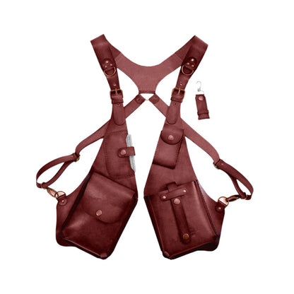 Vintage Leather Crossbody Satchel Bag with Strap