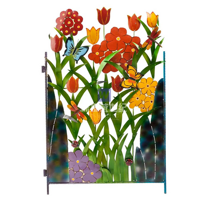 Vibrant Outdoor Metal Fence with Floral Design
