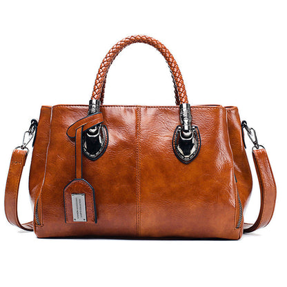 Premium Wax Leather Tote Handbag