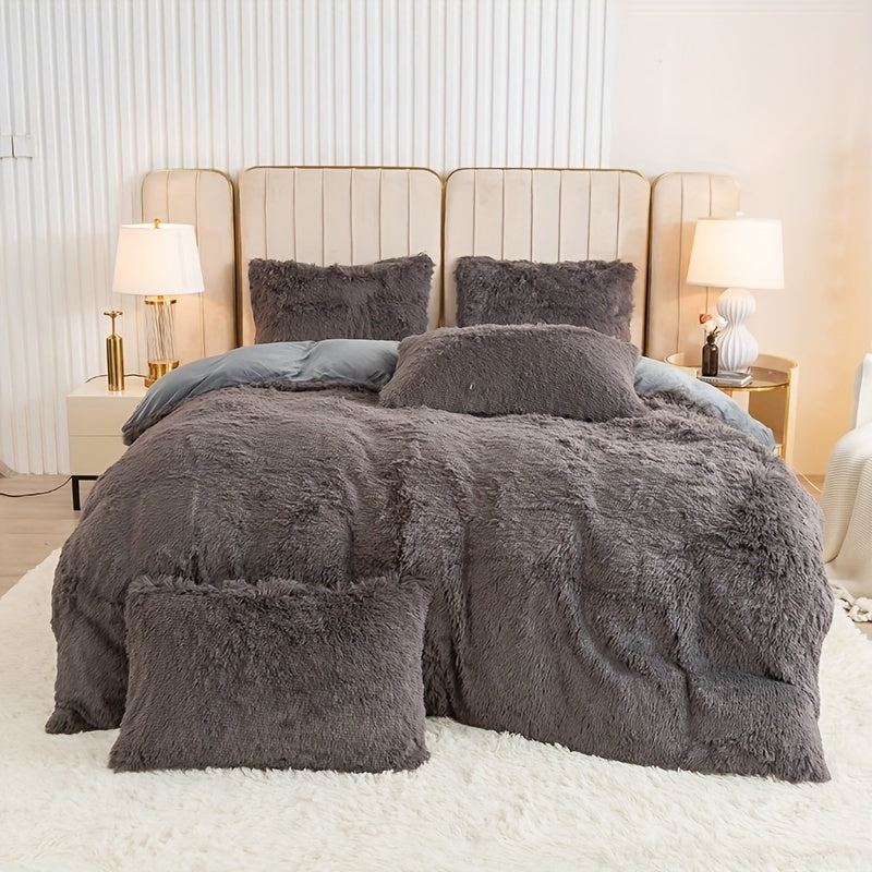 Cozy Soft Plush Duvet Cover Set with Zipper