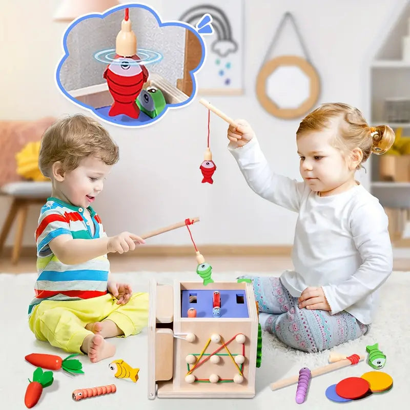 Kids Wooden Learning Playset Toy Box