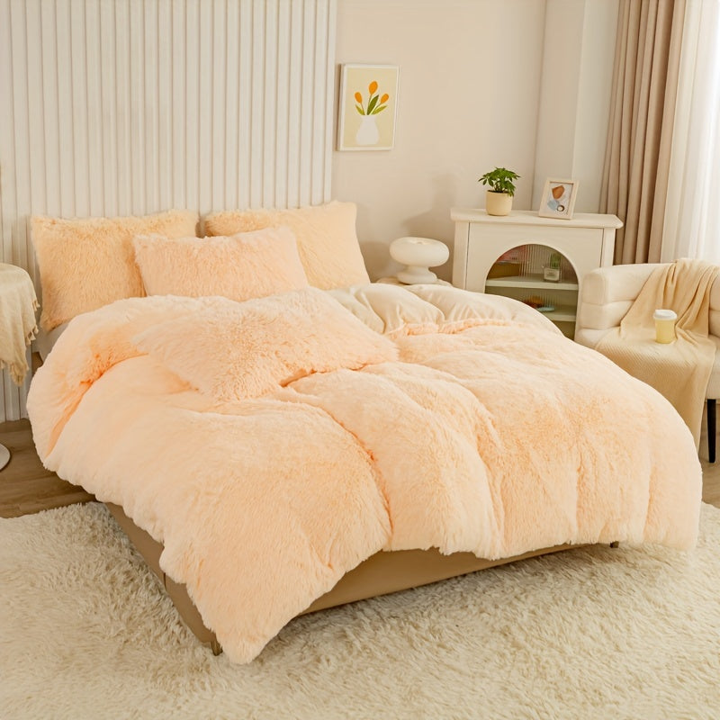 Cozy Soft Plush Duvet Cover Set with Zipper