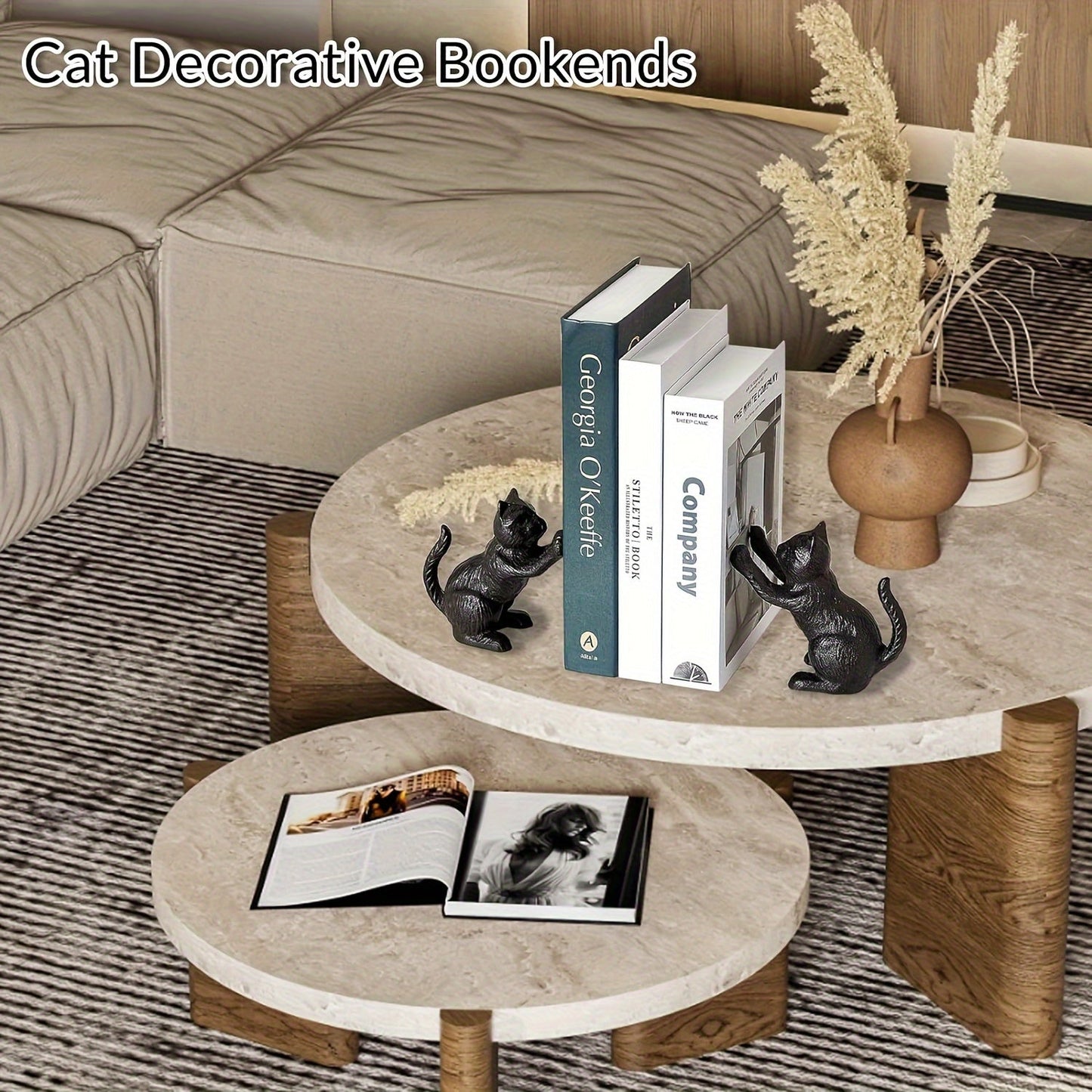 Rustic Cast Iron Book Ends with Traditional Style