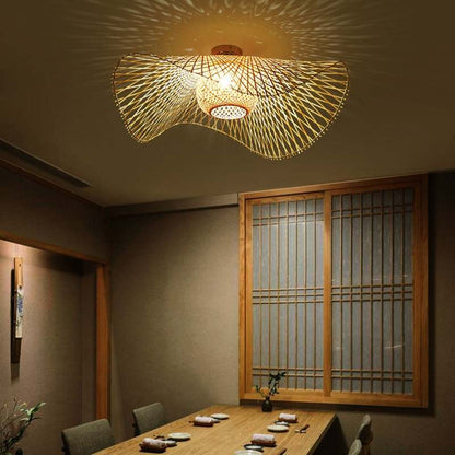 Traditional Woven Pendant Light in Natural Rattan Style