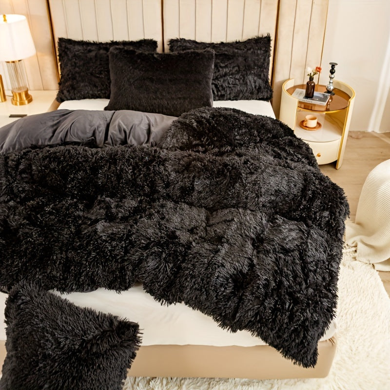 Cozy Soft Plush Duvet Cover Set with Zipper