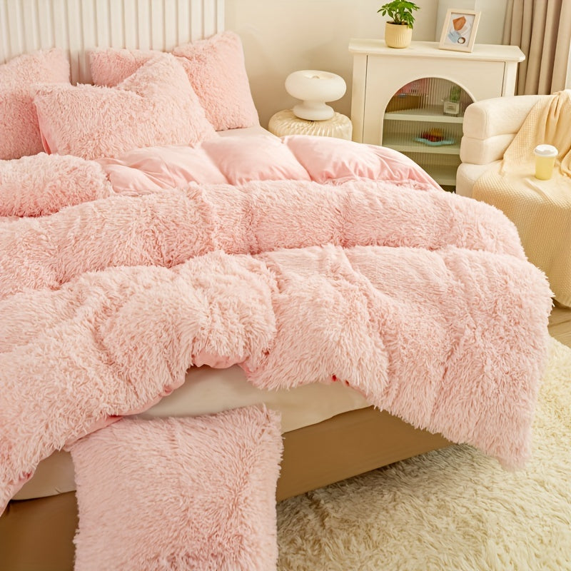 Cozy Soft Plush Duvet Cover Set with Zipper